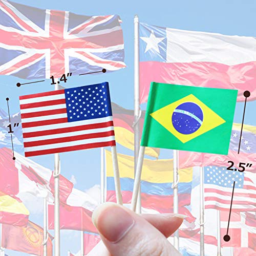 Anley Assorted 100 Different Countries Toothpick Flag - Vivid Double Sided Print & Solid Smooth Pick - Party Decoration Cocktail Fruit Stick Cupcakes Toppers(100 pcs) - Image 2