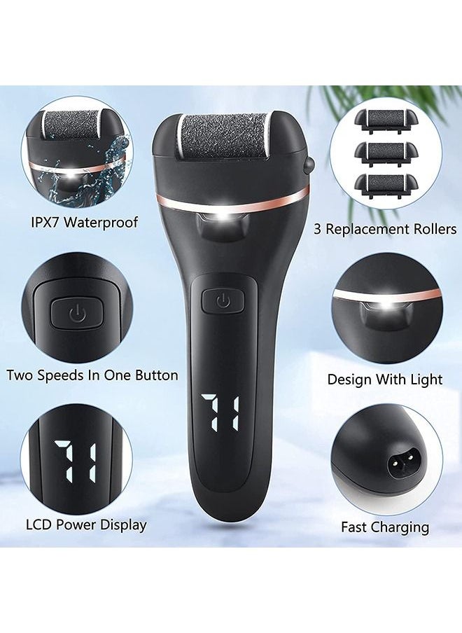 Arabest Electric Callus Remover for Feet, Rechargeable Pedicure Tools Foot Care Feet File, 13 in 1 Callous Remover Kit for Remove Cracked Heels and Dead Skin, with 3 Roller Heads 2 Speed, Battery Display  - Image 3