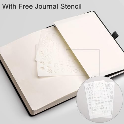 EMSHOI Dotted Notebook - 256 Pages A5 Dotted Grid Journal Notebook,120gsm Thick Paper,16 Perforated Pages, Smooth PU Leather, Inner Pocket,5.75'' × 8.38''-Black - Image 5
