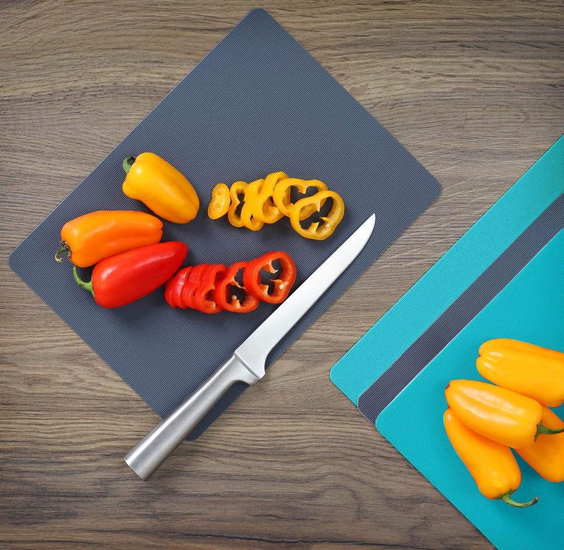 Dexas Heavy Duty Grippmat Flexible Cutting Board Set of Four, 11 by 8 inches inches: Gray and Turquoise - Image 5