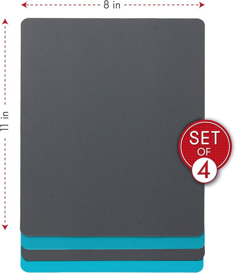 Dexas Heavy Duty Grippmat Flexible Cutting Board Set of Four, 11 by 8 inches inches: Gray and Turquoise - Image 3