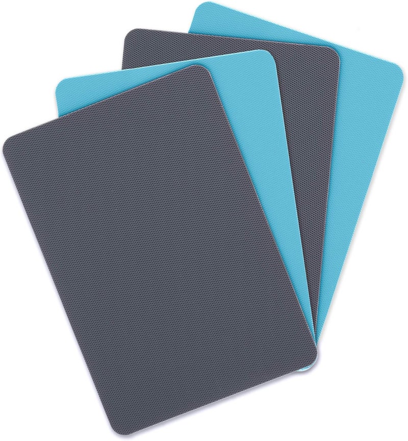 Dexas Heavy Duty Grippmat Flexible Cutting Board Set of Four, 11 by 8 inches inches: Gray and Turquoise - Image 1