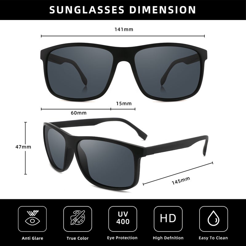 بوكيلار نظارات شمسية رجالية من PUKCLAR بقوالب TR90 و عدسات TAC مع حواف معدنية مغطاة بالطين، خفيفة الوزن، واقية من الأشعة فوق البنفسجية UV400، تشمل بطاقة اختبار الاستقطاب، قطعة قماش تنظيف، حافظة تخزين، ودليل المستخدم - Image 3