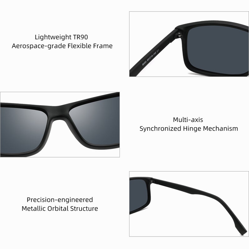 بوكيلار نظارات شمسية رجالية من PUKCLAR بقوالب TR90 و عدسات TAC مع حواف معدنية مغطاة بالطين، خفيفة الوزن، واقية من الأشعة فوق البنفسجية UV400، تشمل بطاقة اختبار الاستقطاب، قطعة قماش تنظيف، حافظة تخزين، ودليل المستخدم - Image 4