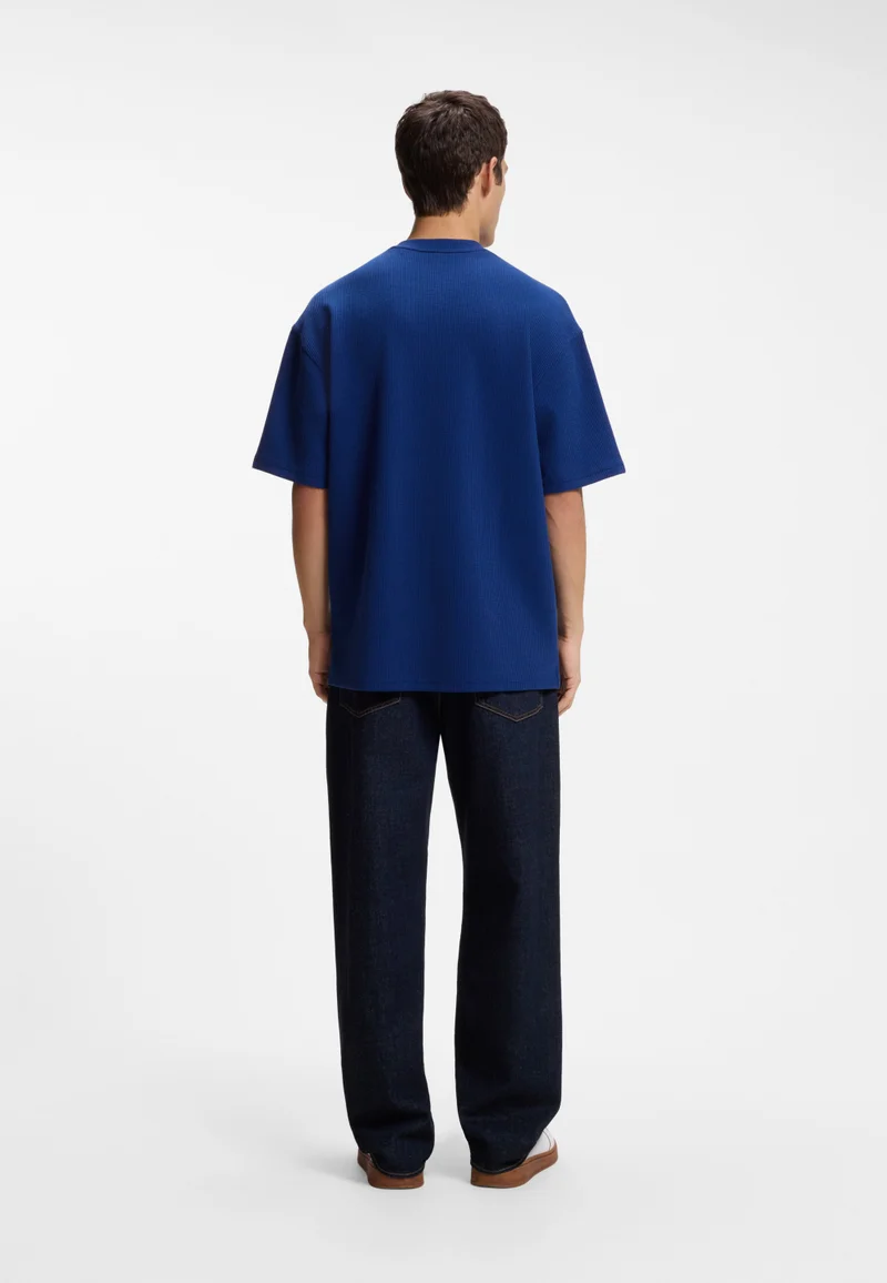 HUGO Cotton-jersey T-shirt with blue logo patch