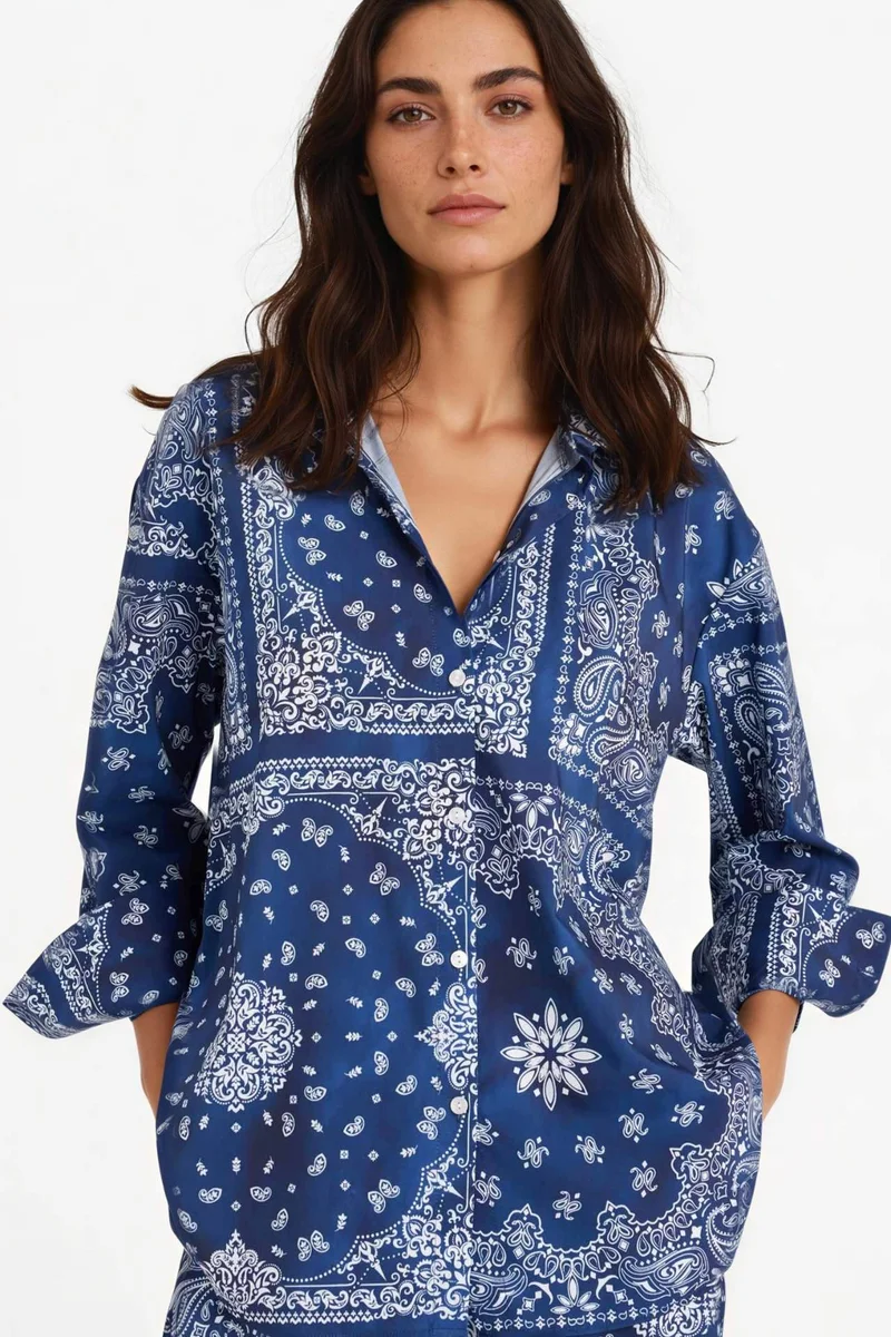 Defacto Fall in Love Regular Fit Paisley Patterned Beach Shirt