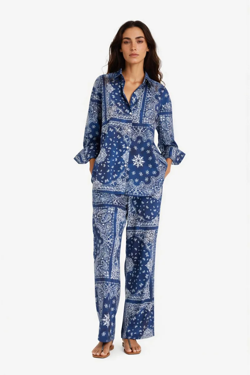 Defacto Fall in Love Regular Fit Paisley Patterned Beach Shirt