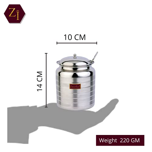 ZESTILO Oil Dispenser, Ghee pot, Ghee container, Oil pot, Ghee pot with spoon, Platinum Finish (750 ml) - Image 4