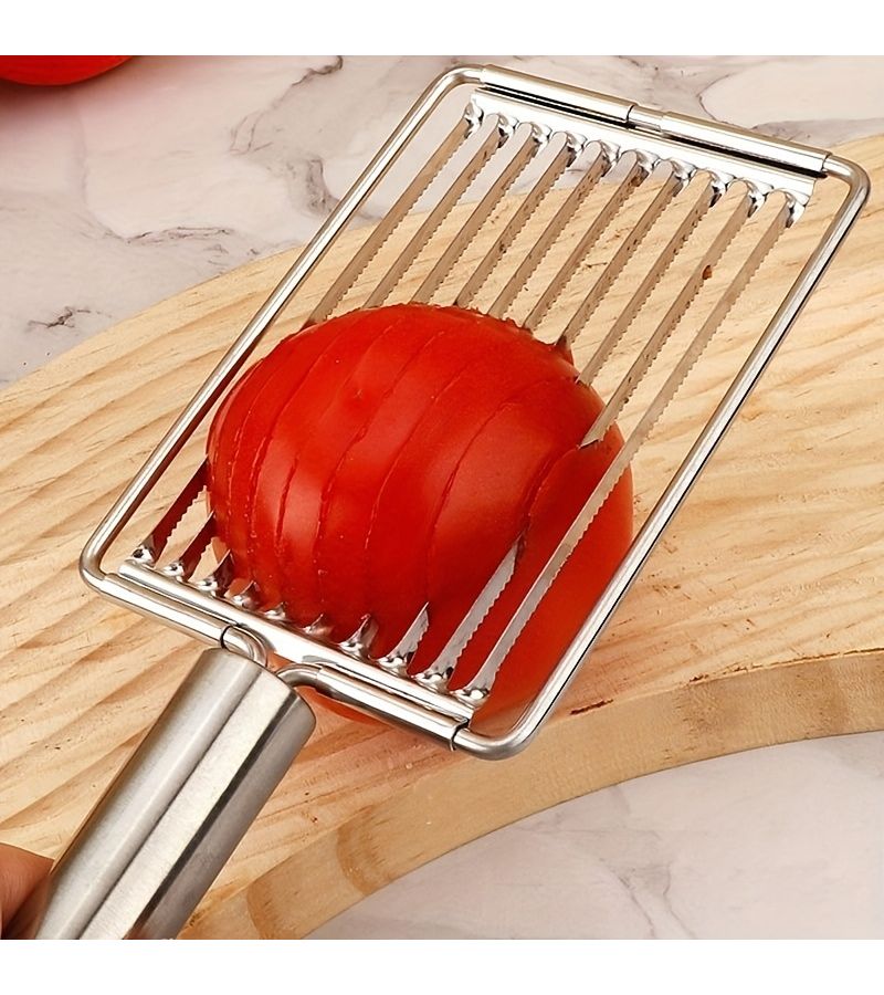 Stainless Steel Tomato Slicer Manual Fruit Vegetable Cutter Egg Slicer for Salads Sandwiches - Image 5