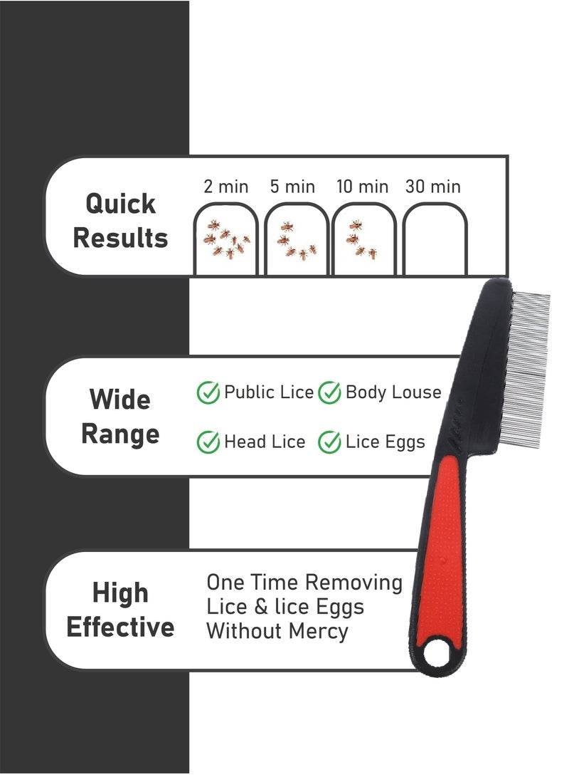 GlamKit Lice Combs, Stainless Steel Fine Tooth Comb Lice Comb Professional Head Lice Nit Removal Hair Comb for Kids Adults Pets Dog Long/Short Hair - Image 3