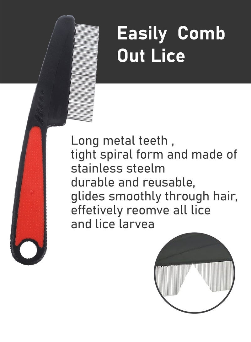 GlamKit Lice Combs, Stainless Steel Fine Tooth Comb Lice Comb Professional Head Lice Nit Removal Hair Comb for Kids Adults Pets Dog Long/Short Hair - Image 4