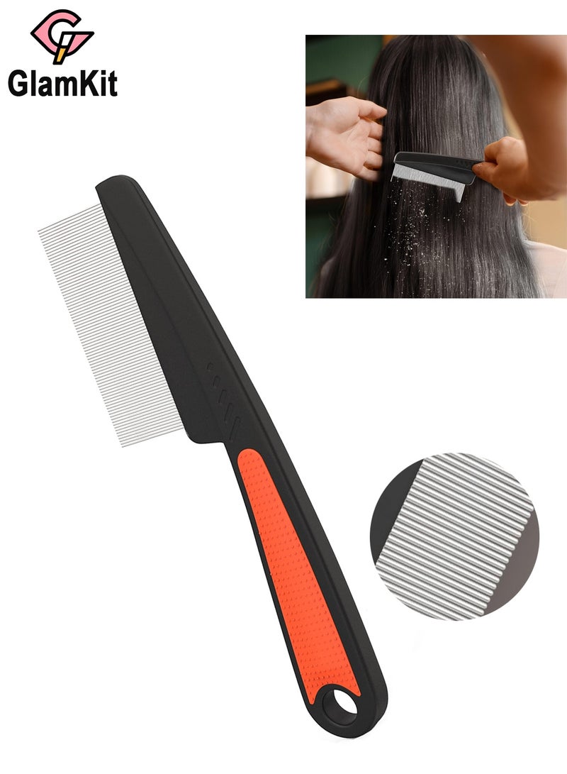 GlamKit Lice Combs, Stainless Steel Fine Tooth Comb Lice Comb Professional Head Lice Nit Removal Hair Comb for Kids Adults Pets Dog Long/Short Hair - Image 1