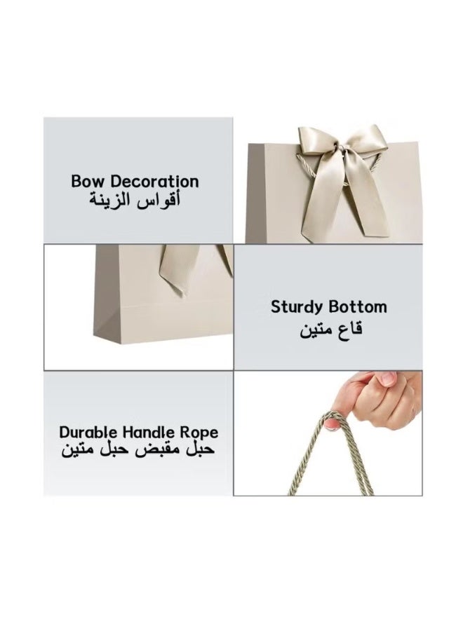 daydayup 2PCS Champagne Color Large Gift Bags, Paper Bags with Ribbon, Greeting Cards and Tissue Paper, Portable Party Bags with Handles, Birthday Gift Bags, Present Bags for Wedding Party, Party Supplies Bags size :32cm*25cm*11cm - Image 2