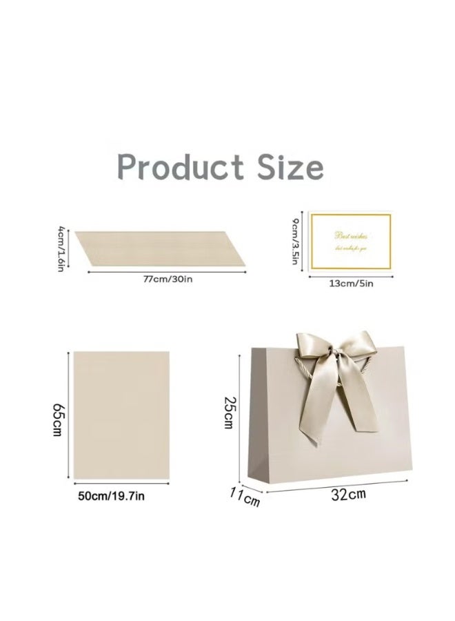 daydayup 2PCS Champagne Color Large Gift Bags, Paper Bags with Ribbon, Greeting Cards and Tissue Paper, Portable Party Bags with Handles, Birthday Gift Bags, Present Bags for Wedding Party, Party Supplies Bags size :32cm*25cm*11cm - Image 4