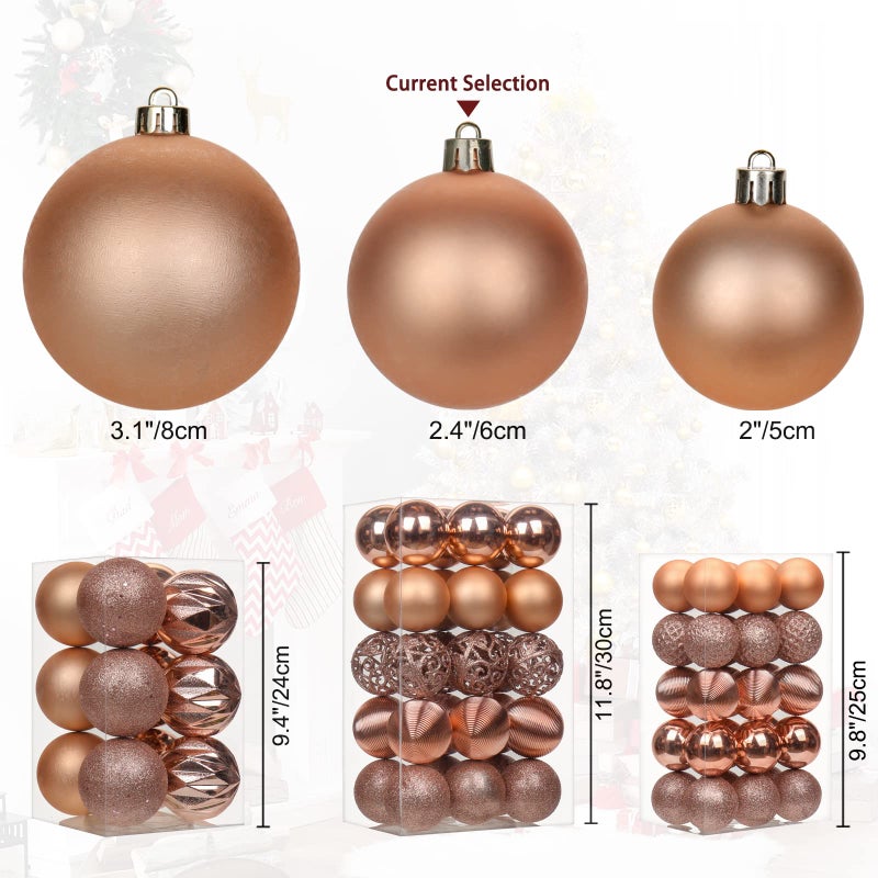 Briful 30PCS 2.36"" Christmas Ball Ornaments Shatterproof Rose Gold Christmas Tree Decorations Xmas Tree Balls Halloween Ornaments D?cor - Image 3