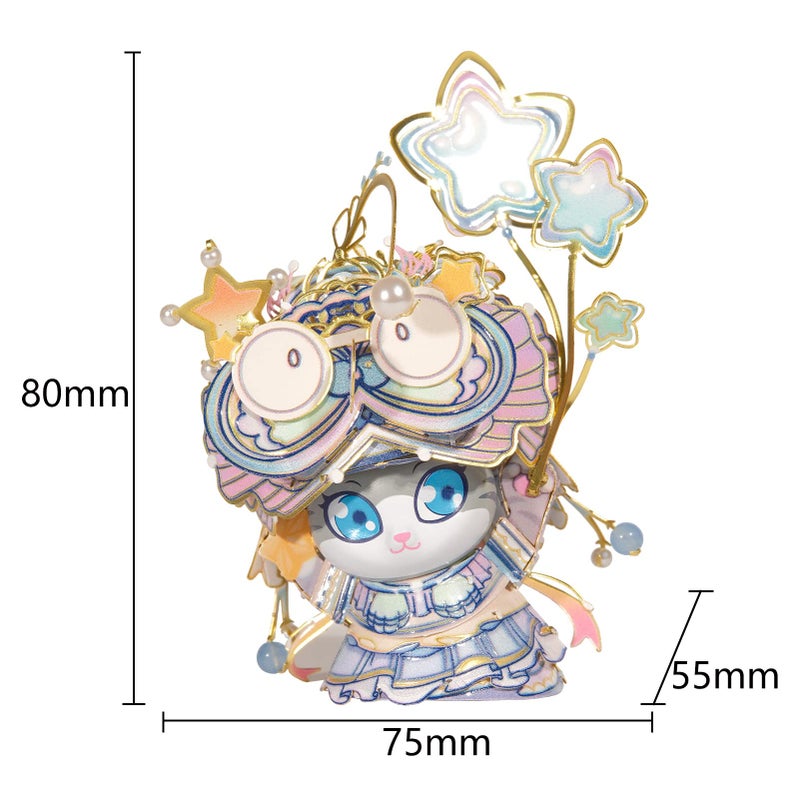 MU 3D Puzzles The Mermaid Kitty Cat Beauty Kitten Metal Figures Model, Metal Models Kits Miniature Building for Adult to Build,Hobby Birthday New Year Gifts Collectibles - Image 4