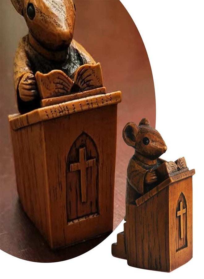 KASCLINO Church Mouse Statue, Priest Craft Ornament, Church Choir Sculpture, Indoor and Outdoor Resin Sculpture, Decorations for All Weather Conditions(Brown) - Image 5