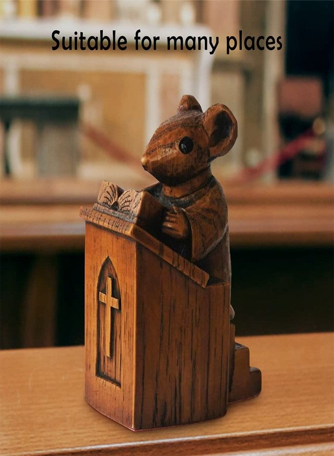 KASCLINO Church Mouse Statue, Priest Craft Ornament, Church Choir Sculpture, Indoor and Outdoor Resin Sculpture, Decorations for All Weather Conditions(Brown) - Image 3