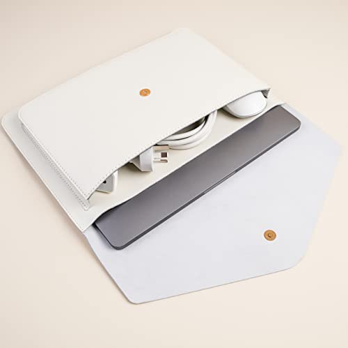 Benfan Leather Laptop Sleeve Compatible with New 14 inch MacBook Pro A2442,Old MacBook Air 13 A1466 A1369, Old MacBook Pro 13 A1502 A1425, Surface Laptop 13.5 Color White - Image 3