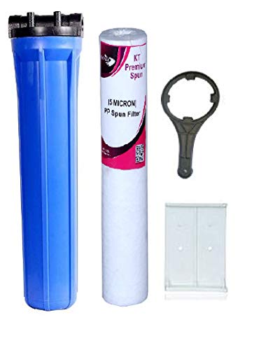 IONIX 20 Inch Slim Housing,Pre Filter Inches Forr Commercial And Domestic Water Purifier, For Usage Upto 300 Liters Per Day (1 Inlet Outlet, Sedimentation Filter, Blue) - Image 1
