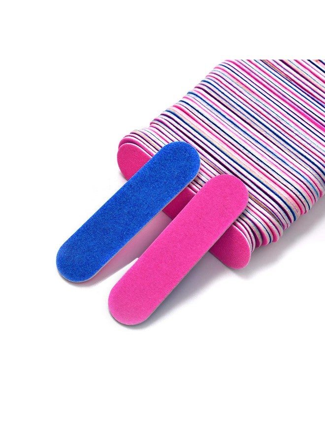 VIOCIWUO Mini Nail File Bulk 300Pcs (180/240 Grit) Disposable Nail Files Double Sided Emery Boards Home Or Professional Manicure Tools(Blue And Pink) - Image 1