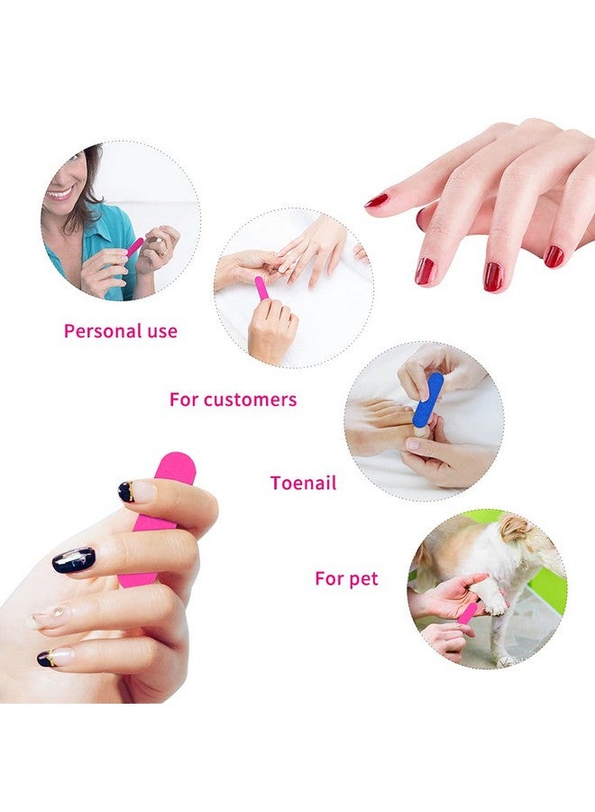 VIOCIWUO Mini Nail File Bulk 300Pcs (180/240 Grit) Disposable Nail Files Double Sided Emery Boards Home Or Professional Manicure Tools(Blue And Pink) - Image 3