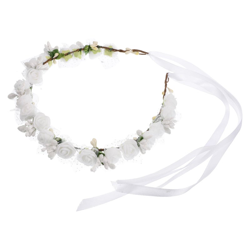 Floral Headband Flower Headband Wedding Floral Hair Accessory Photoshoots Beach Photography Prop for Brides and Bridesmaids - Image 1