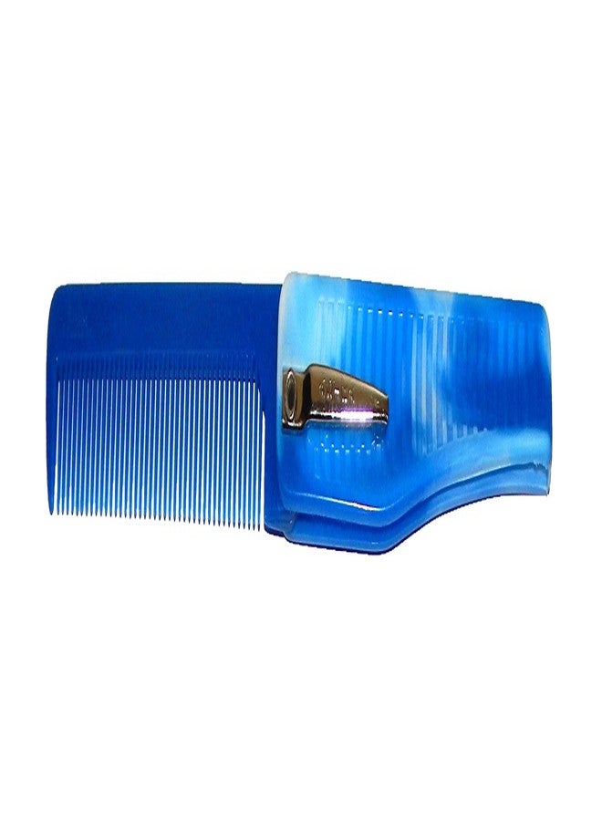 NPRC Stylish Small Pocket Folding Plastic Hair Comb (Blue) - Image 2