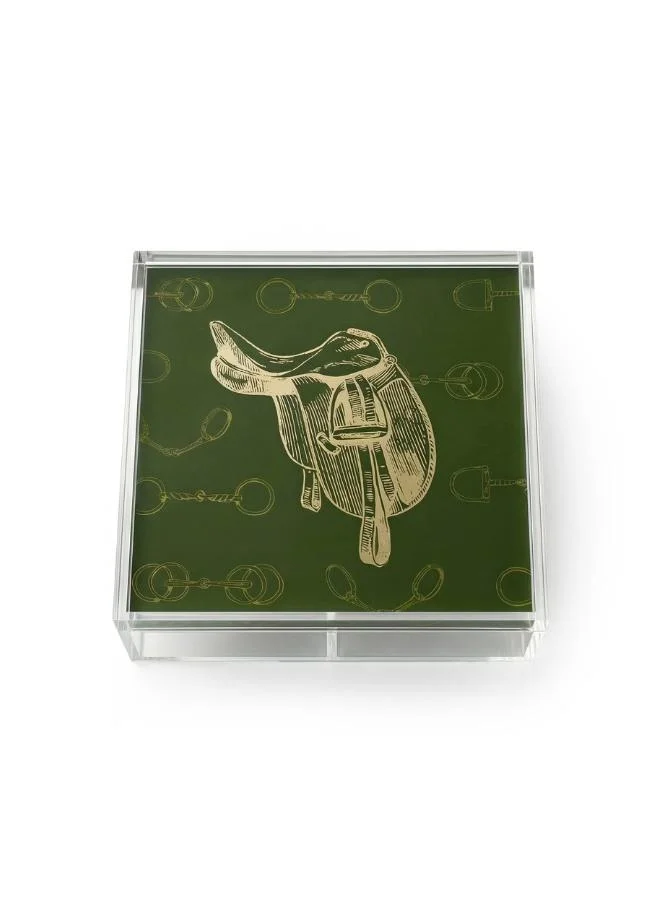 صلصال Fares Olive Green Nuts & Dates Box - Square Acrylic Box