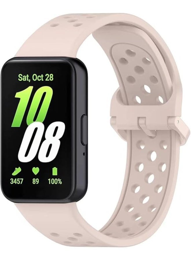 Silicone Strap For Samsung Galaxy Fit 3 (SM-R390) Watch Bracelet Replacement Sport Watchband For Samsung Galaxy Fit3Band For Women/Men, Adjustable Waterproof Strap (Pink)