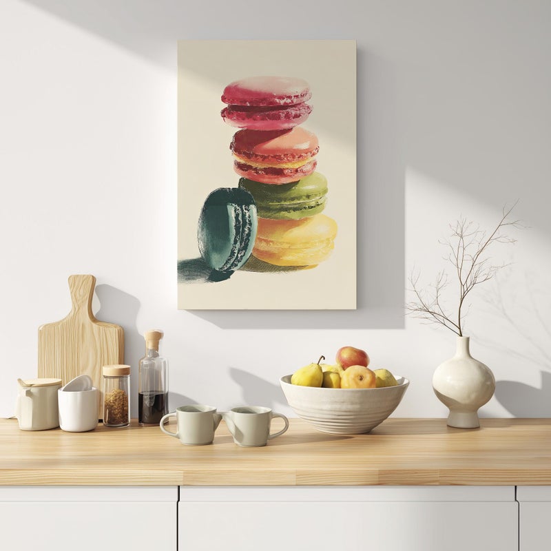 TNESSENTIAL Colorful Macarons Painting Poster or Canvas Print, Minimalist Dessert Poster, French Cookie Print, Cute Kitchen Decor, Sweet Treat Poster - Image 5