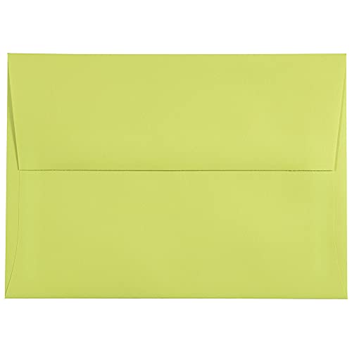 JAM PAPER A7 Colored Invitation Envelopes 5 14 x 7 14 Ultra Lime Green 100Pack