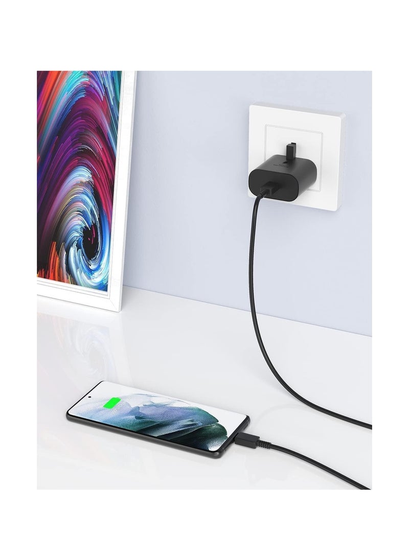 Generic - 25W Charger Type C Fast for Samsung Galaxy S24, S23, S22, S22 Ultra, S22+, S21, S20, A15, A25, A35, A55 5G, A05, A54, A53, A34, A32 TAB,USB C Super Fast Charger Adapter with 1.5m USB C Charging Cable - Image 1