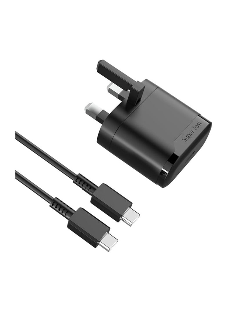 Generic - 25W Charger Type C Fast for Samsung Galaxy S24, S23, S22, S22 Ultra, S22+, S21, S20, A15, A25, A35, A55 5G, A05, A54, A53, A34, A32 TAB,USB C Super Fast Charger Adapter with 1.5m USB C Charging Cable - Image 1