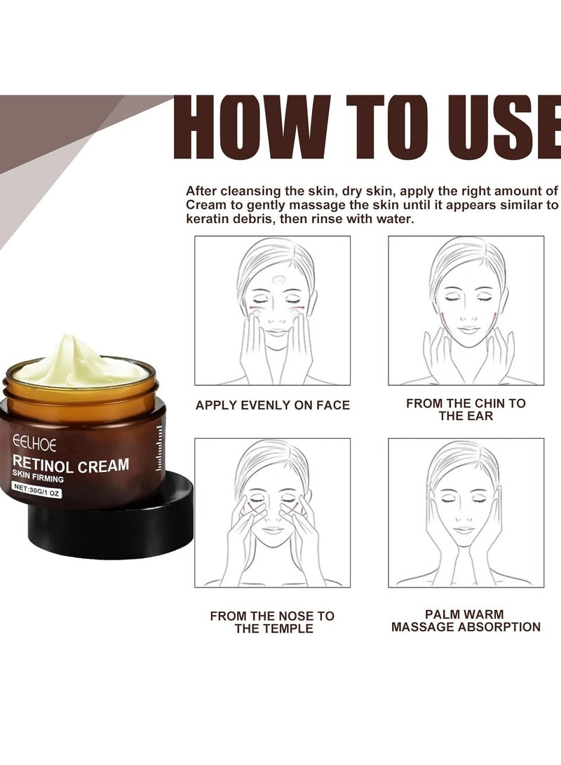 OUHOE 30g Retinol Cream, Collagen Firming Retinol Cream for Face, Melasma Lightening Anti-wrinkle Cream, Skin Tightening Lifting Hydrating, Anti-Ageing Care for a Fresh Glow and Even Complexion - Image 2