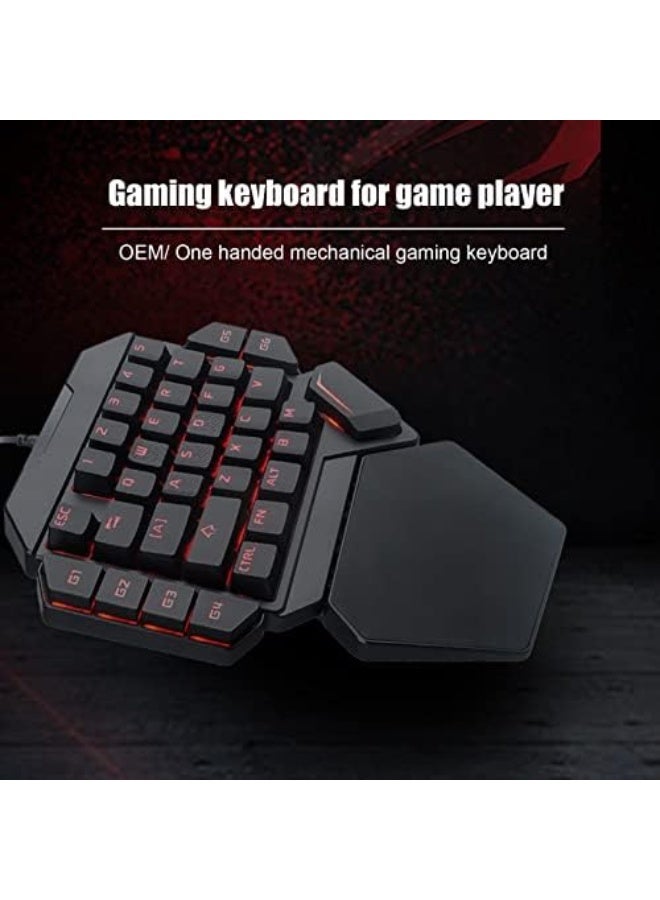 Ergonomic Keyboard with One Hand 35 Keys 6 Programmable Keys Keyboard Keyword with Single Backlit Hand RGB ABS - Image 3