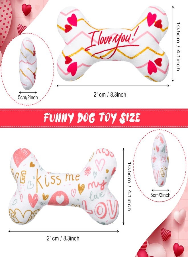 Hanaive 2 Pack Valentine Toys for Dogs Plush Squeaky Bone Shaped Funny Dog Toy Birthday Gift for Small Medium Large Sized Dogs(Heart) - Image 2