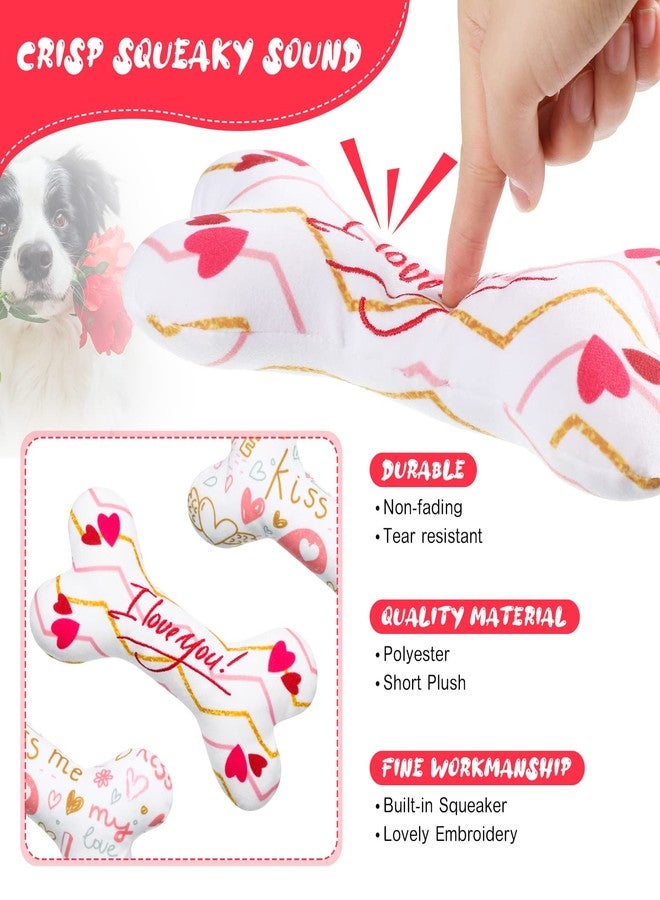 Hanaive 2 Pack Valentine Toys for Dogs Plush Squeaky Bone Shaped Funny Dog Toy Birthday Gift for Small Medium Large Sized Dogs(Heart) - Image 3