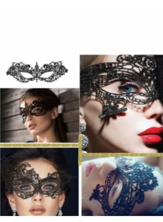 4-Piece Women's Lace Eye Mask Set Mystery Masquerade Masks Venetian Eye Masks Perfect for Carnival Parties & Masquerade Balls Black Style - Image 3