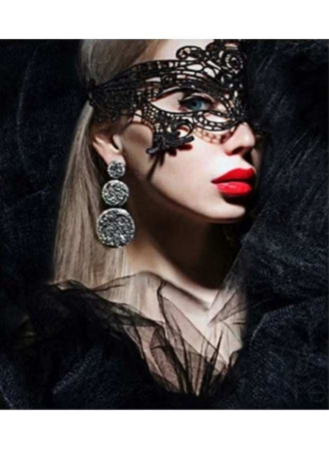 4-Piece Women's Lace Eye Mask Set Mystery Masquerade Masks Venetian Eye Masks Perfect for Carnival Parties & Masquerade Balls Black Style - Image 4