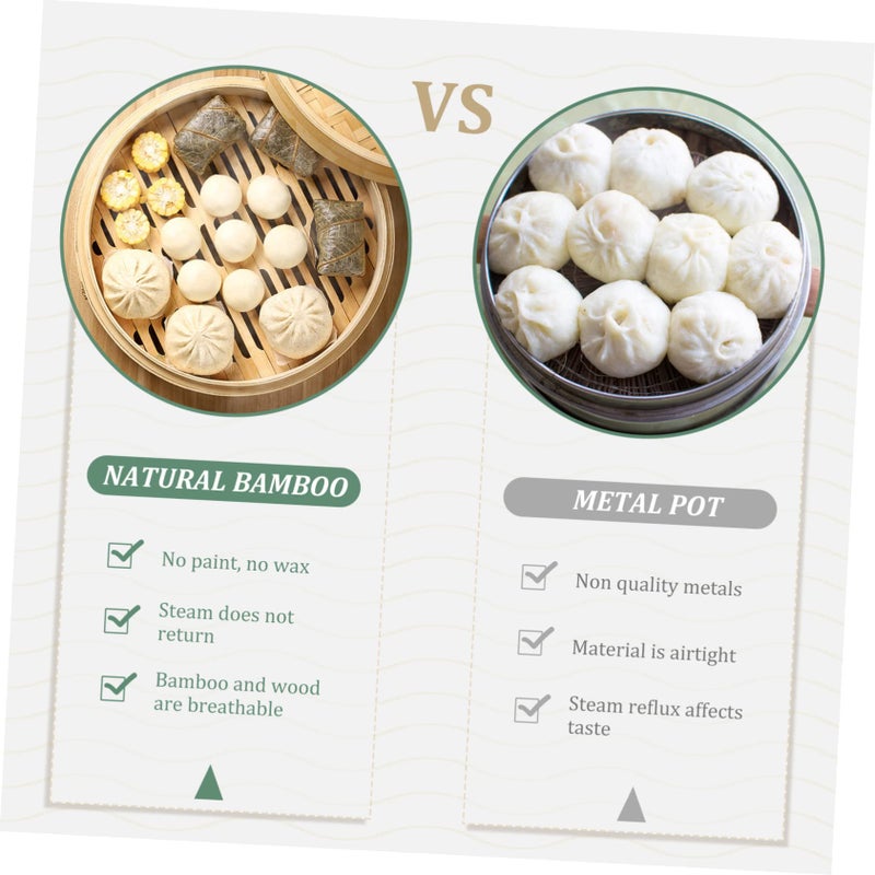 Reusable Bamboo Steamer Lid Set for Cooking Dim Sum Practical Kitchen Capacity - Image 4