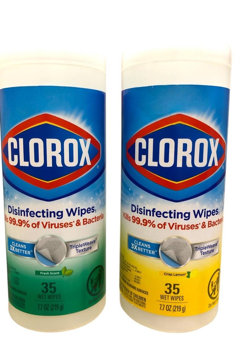 Clorox Lemon & Mint Antiseptic Wipes 2 Pack x 35 Wipes Total 70 Wipes - Image 1