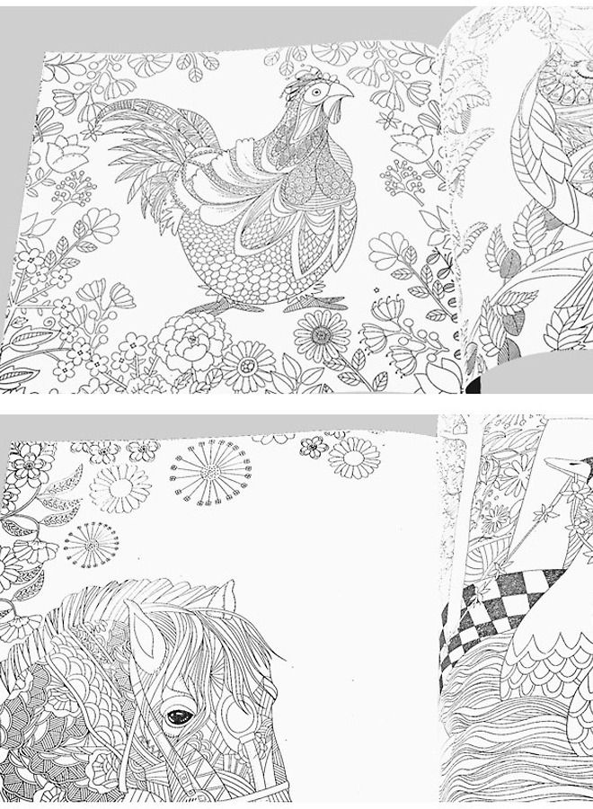 24 Pages Stress Relief Hand Drawn Coloring Book Picture Book 25x25cm - Image 3