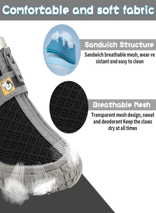 PETANGEL Dog Boots for Hardwood Floors | Pack of 4pcs Breathable Dog Shoes with Anti-Slip Rugged Sole |Dog Hiking Boots with Reflective & Adjustable Strap Zipper Closure for Small/Medium Dogs - Image 5