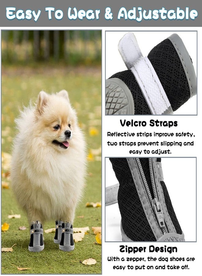 PETANGEL Dog Boots for Hardwood Floors | Pack of 4pcs Breathable Dog Shoes with Anti-Slip Rugged Sole |Dog Hiking Boots with Reflective & Adjustable Strap Zipper Closure for Small/Medium Dogs - Image 4