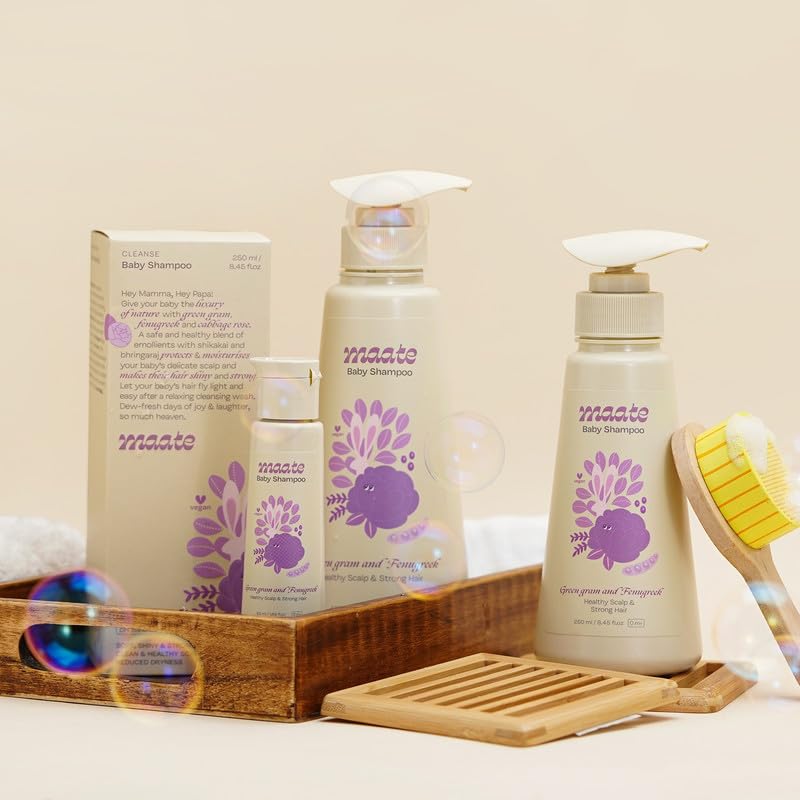 Maate Baby Gentle Wash Combo Pack for Kids | Baby Body Wash & Shampoo (400ml each) | Tear-free formula | Natural & Vegan | Paraben & Sulphate-Free Head to Toe Wash | Perfect for baby's sensitive skin - Image 5