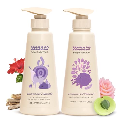 Maate Baby Gentle Wash Combo Pack for Kids | Baby Body Wash & Shampoo (400ml each) | Tear-free formula | Natural & Vegan | Paraben & Sulphate-Free Head to Toe Wash | Perfect for baby's sensitive skin - Image 1