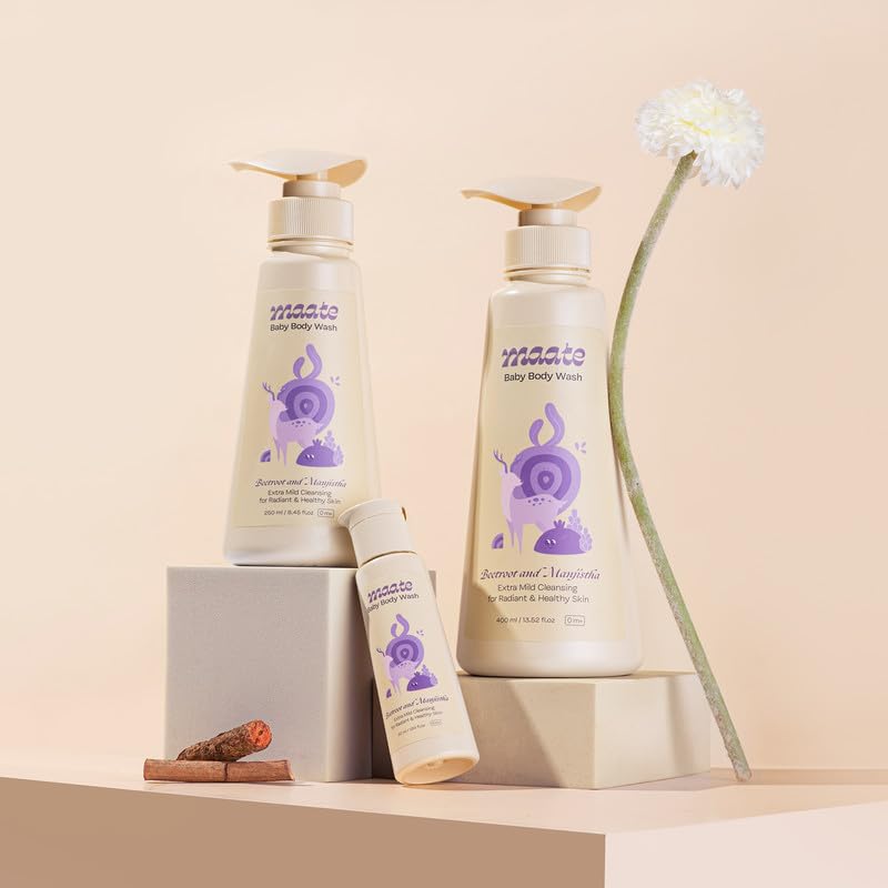 Maate Baby Gentle Wash Combo Pack for Kids | Baby Body Wash & Shampoo (400ml each) | Tear-free formula | Natural & Vegan | Paraben & Sulphate-Free Head to Toe Wash | Perfect for baby's sensitive skin - Image 4