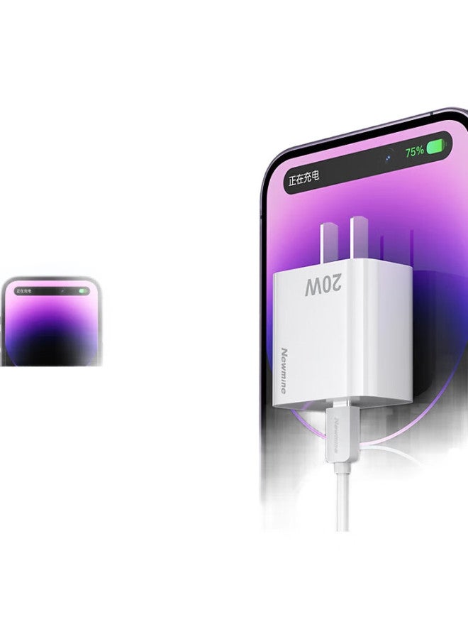 Newmine 20W Fast Charger Kit For Iphone 14, Pd Fast Charger For Iphone 14 With Apple Charging Cable, Compatible With 18W Charging Head, For Iphone 14-8 Series - Image 1