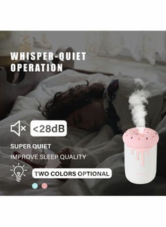 Y&D Portable Mini Cool Mist Humidifier - 250ml Small Diffuser with Night Light USB Personal Desktop Vaporizer for Plants Baby Bedroom Travel Office Home Auto Shut Off 2 Modes Super Quiet Pink  - Image 4